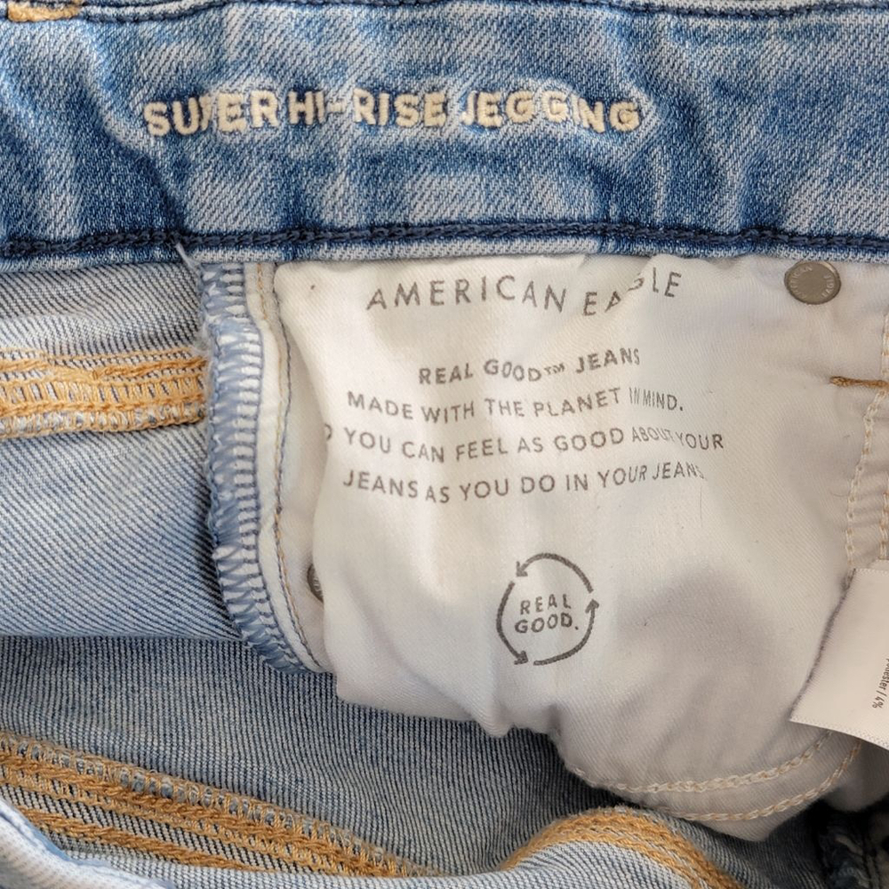 American Eagle Luxe Skinny Jeans Super Hi Rise Jegging Light Blue Wash AE 4 - Picture 11 of 14